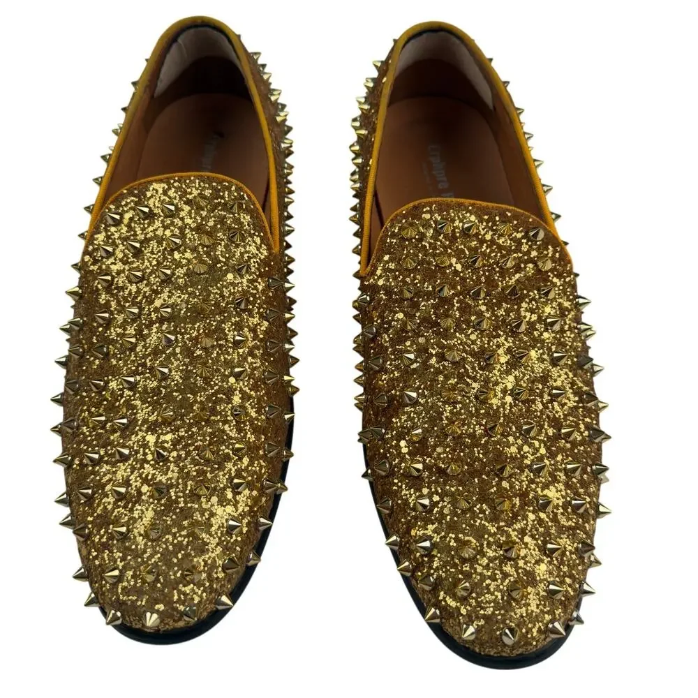Erphpre Paul Paris Gold Studded Loafer Shoes Men's 44 Sz 11 Spikes Party Holiday